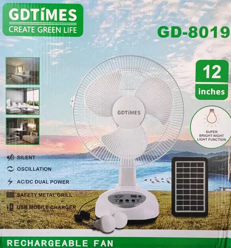 ¡Ventilador Solar Recargable GD-8019!